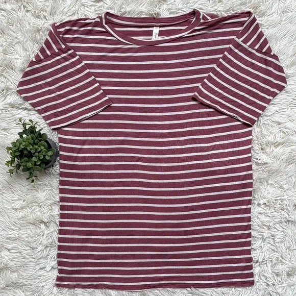 Magic Fit Striped Short Sleeve Top 💗 Pink & Ivory - Picture 3 of 13